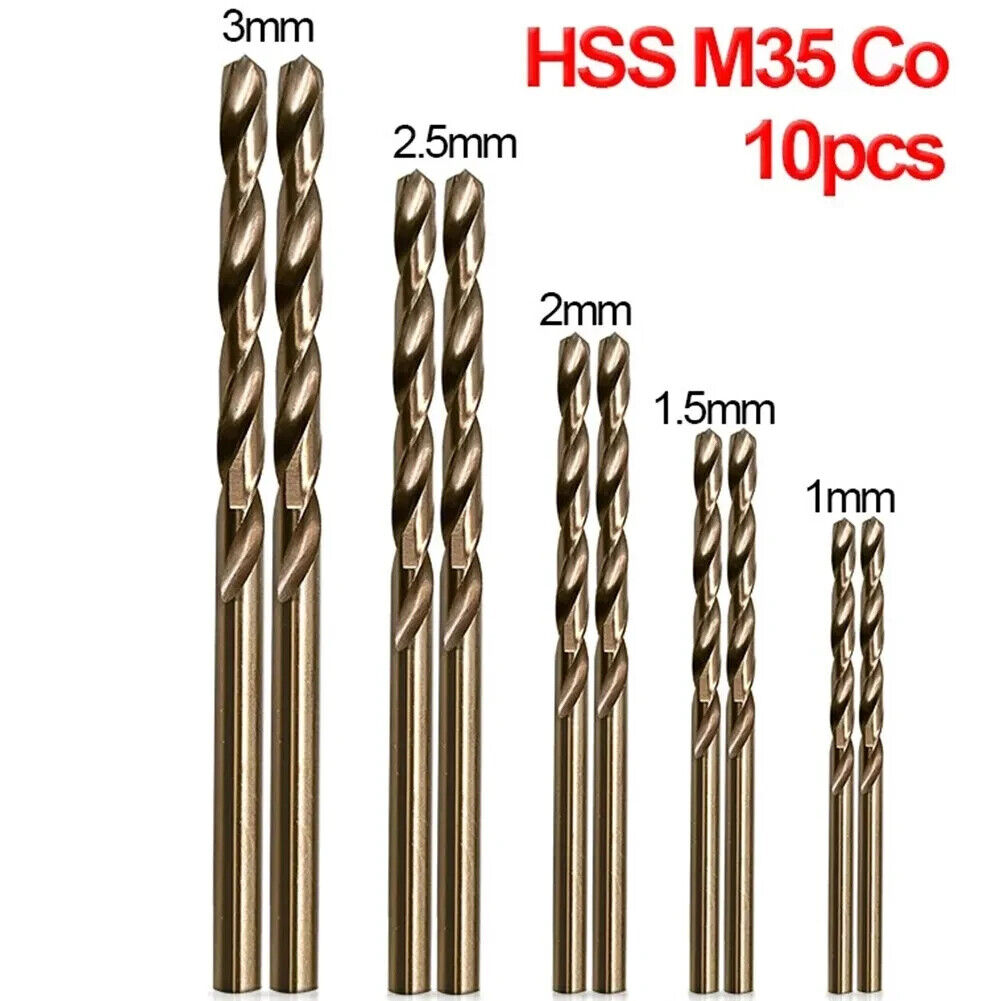 10pcs HSS M35 Cobalt Coated Twist Drill Bit Set 1mm 1.5mm 2mm 2.5mm 3mm