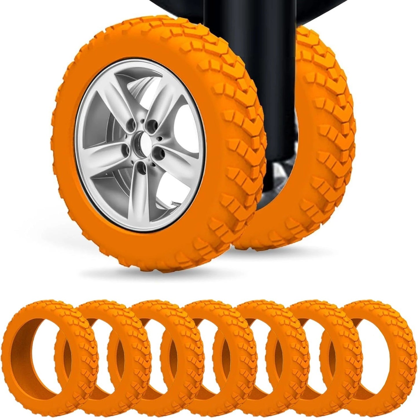 4x Wheels Protectors for Luggage Reduce Noise Wheels Covers Orange Colour