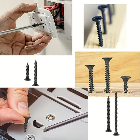 10x M3.5 Black Cross Flat Head Sheet Metal Screws Drill Wood Carbon Steel Screws
