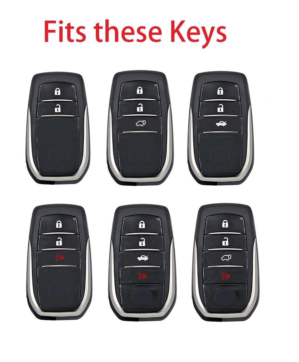 Toyota 2 Button Remote Key Case Cover for Hilux Innova Rav4 Fortuner Grey