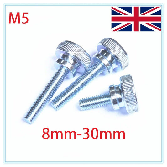 M5 Knurled Thumb Screws Carbon Steel with Collar Round Head