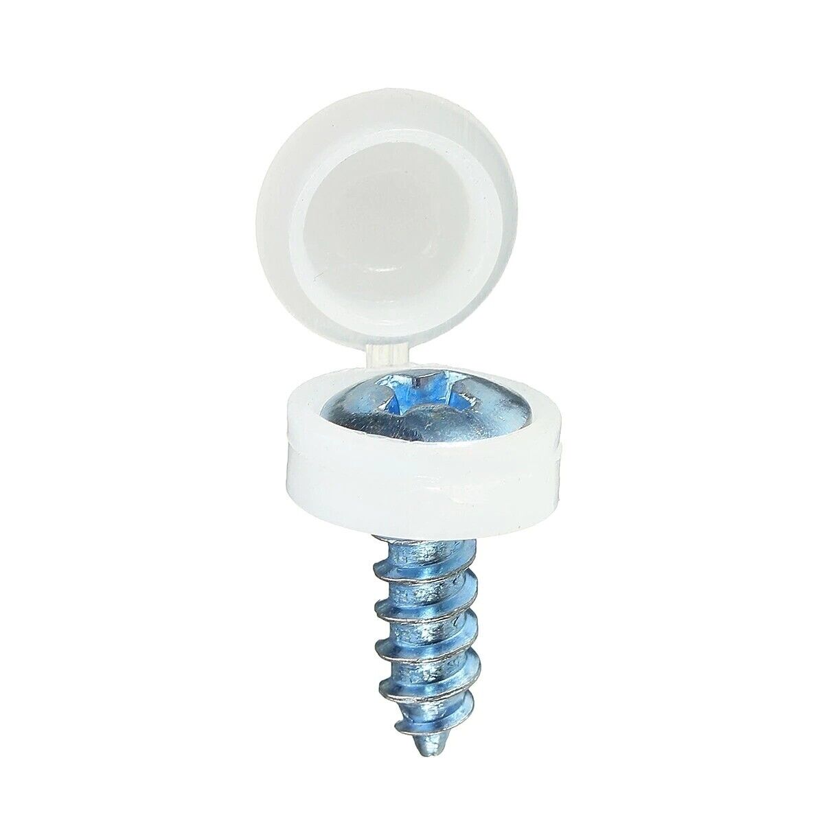 Set of 4x Number Plate Tapping Fitting Screws with Caps for Cars Vans