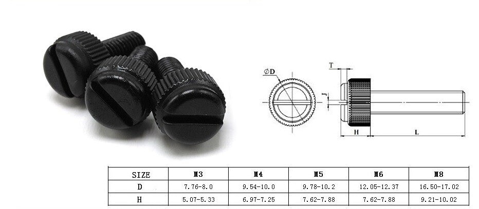 M3 M4 M5 M6 M8 Nylon Plastic Slotted Bolt Thumb Screws 6-40mm