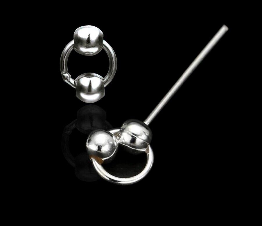 New Double Ball 925 Sterling Silver Indian Nose Stud