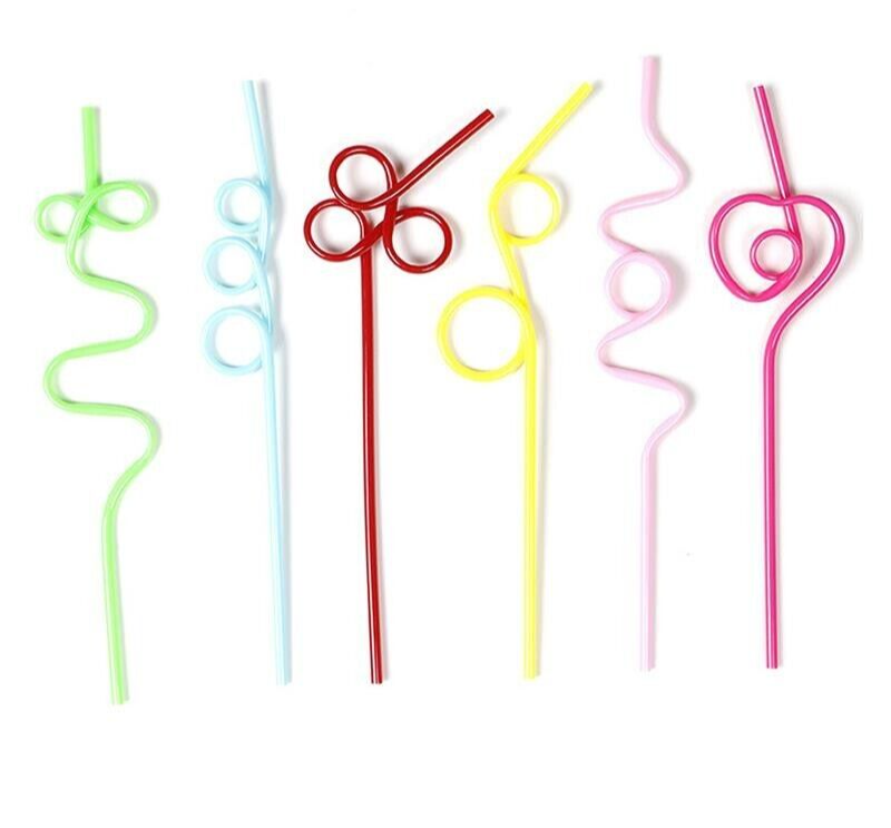 10x Colourful Curved Straws Birthday Party Bar Summer Straws 