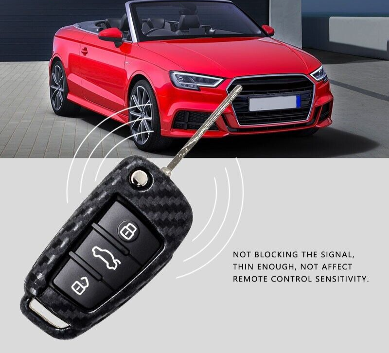 Rubber Carbon Key Case Cover for Audi A3 A4 B7 B6 B8 A6 C5 C6 Q5 Q7 A4L