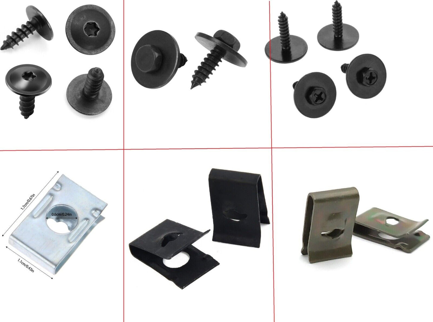 Car Tapping Screws Wheel Arch Metal U Clips Fasteners