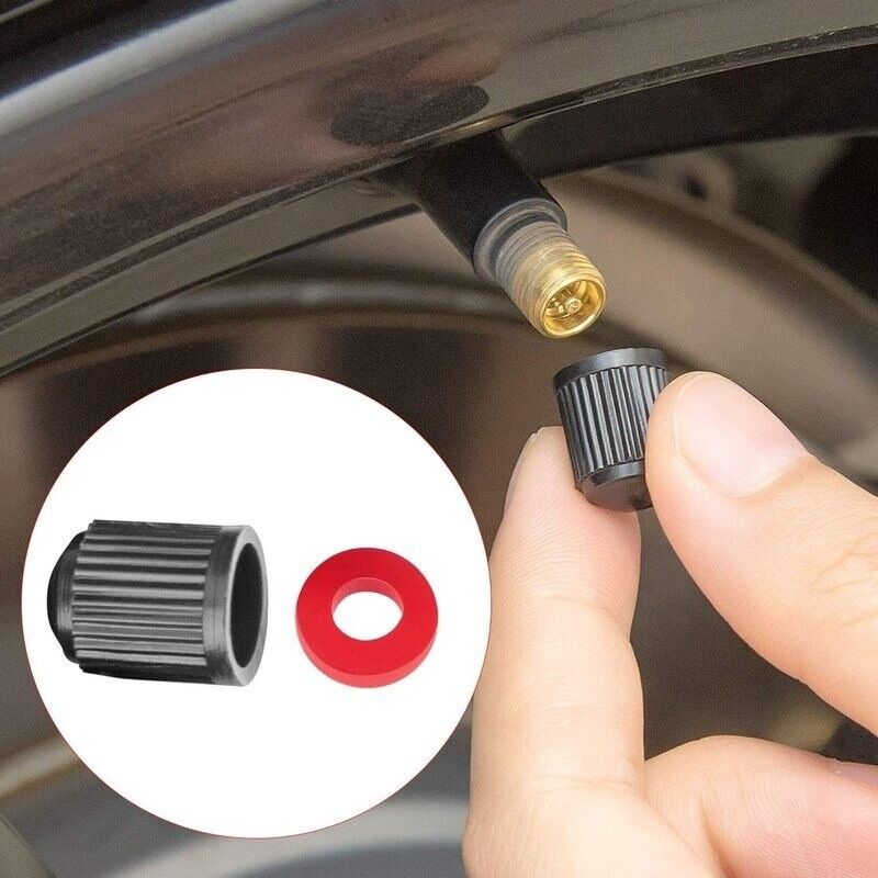 4x Car Plastic Valve Caps with O Rubber Ring Inside Universal Stem Covers