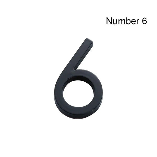 3D Black for Home Mailbox Hotel Address ABS Acrylic Numeral Tag Number 6