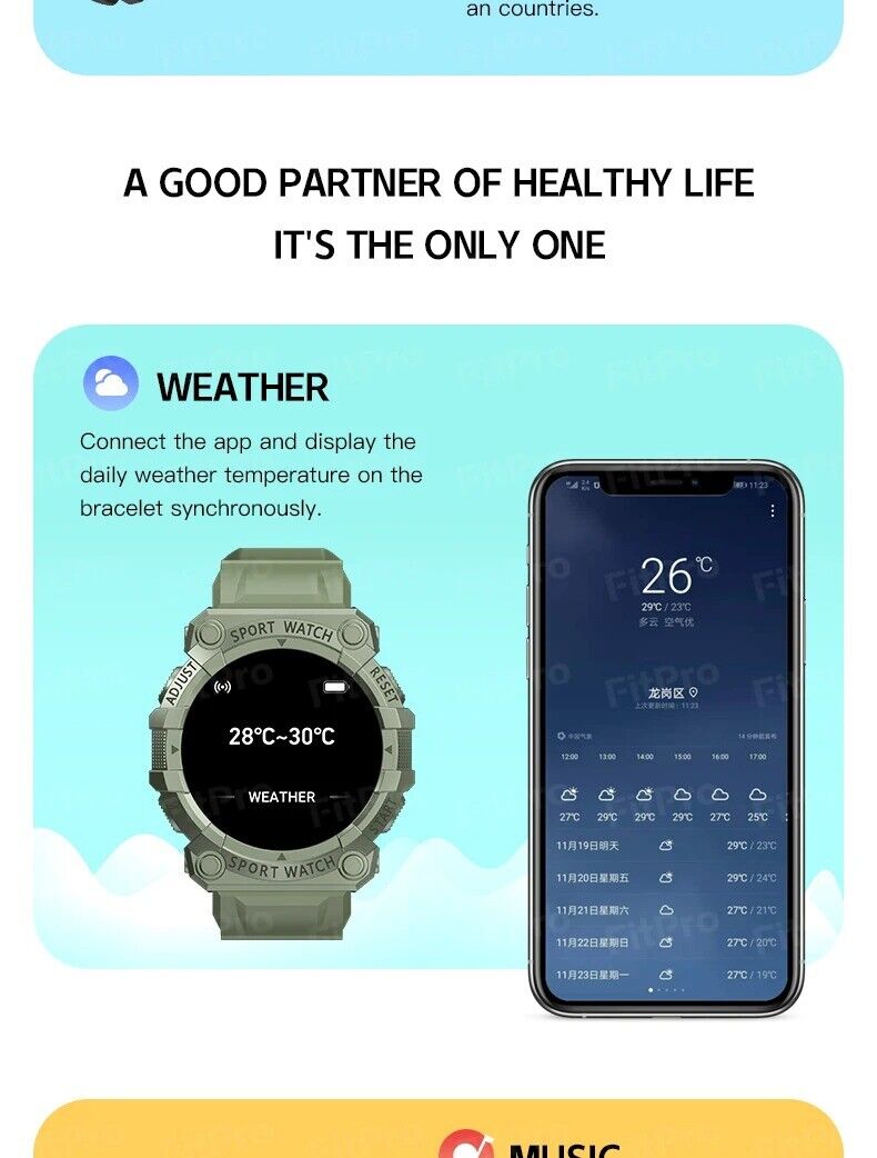 2023 FD68S Smart Watch Heart Rate Bluetooth Connection Music Weather