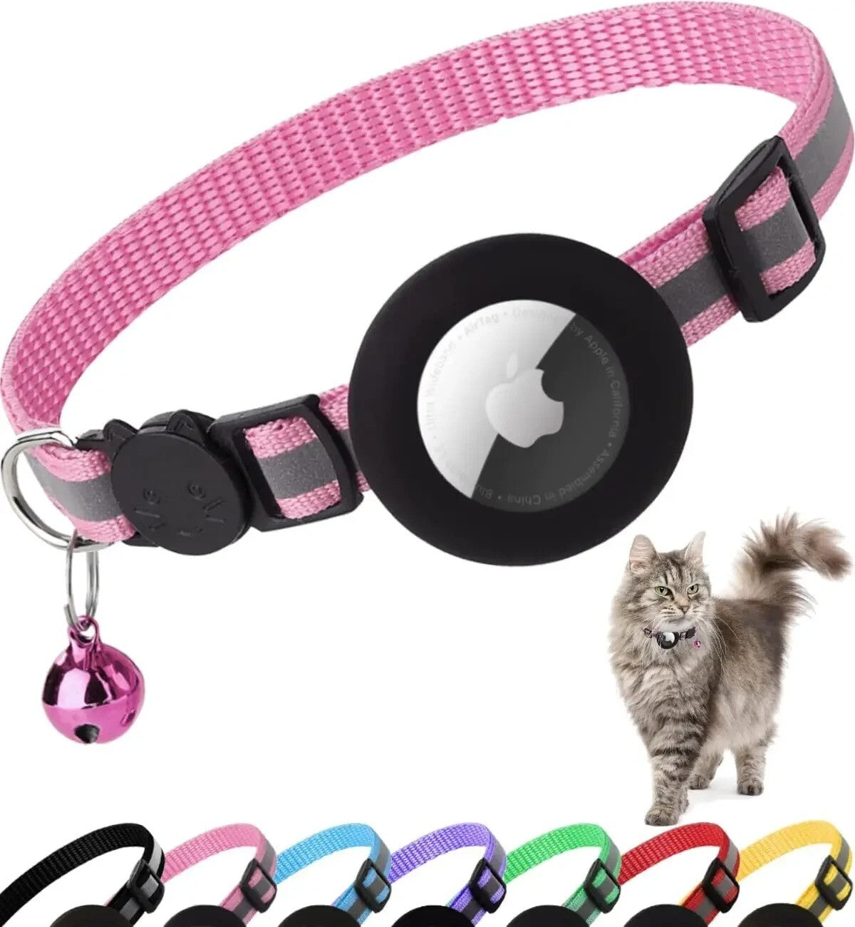 Airtag Cat Collar Breakaway, Reflective Kitten Collar for Apple Air Tag Holder