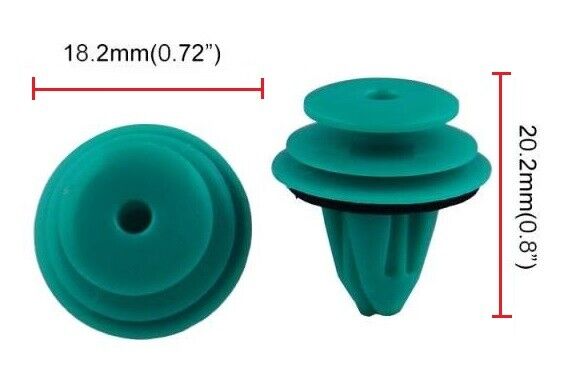 10x Car Plastic Clips for Interior Door Trim Panel Green Colour