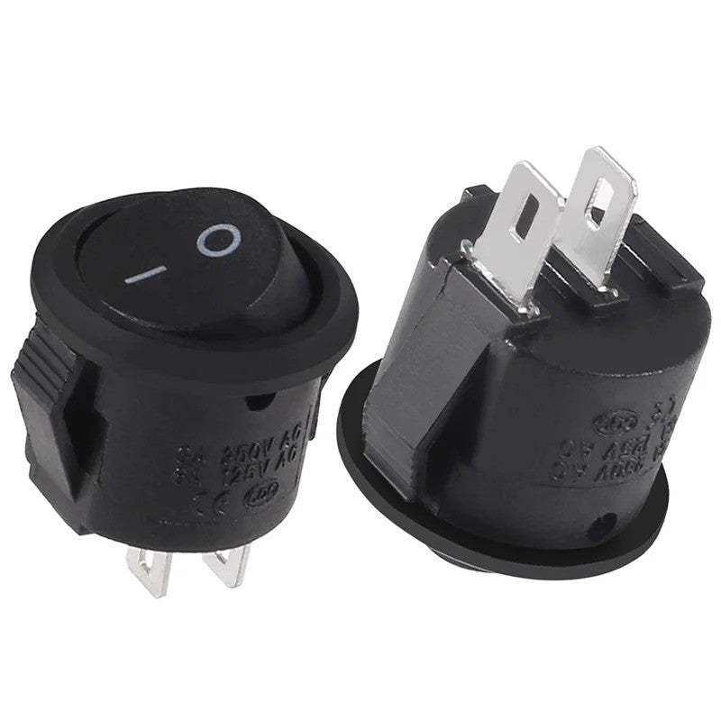 1x Round Rocker Power Switch 6A 250V 2 Pin 2 Position ON OFF Boat Toggle Switch