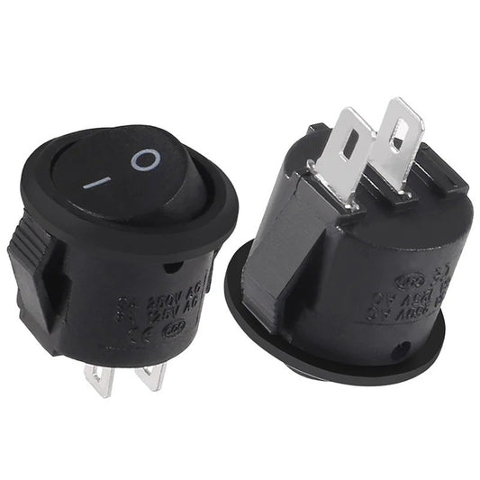 1x Round Rocker Power Switch 6A 250V 2 Pin 2 Position ON OFF Boat Toggle Switch