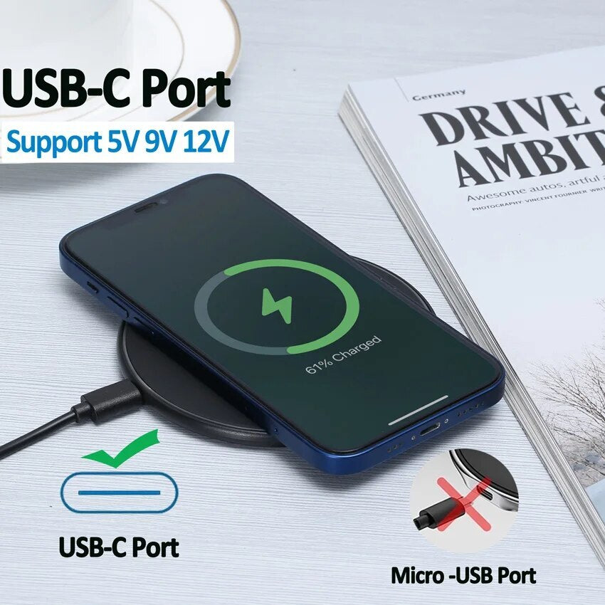 30W Wireless Charger USB C Fast Charging Pad Station for Iphone Samsung Xiaomi