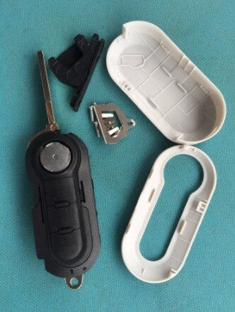 White 3 Button Remote Fob Shell Key fits Fiat 500 Panda Brava Punto Stilo