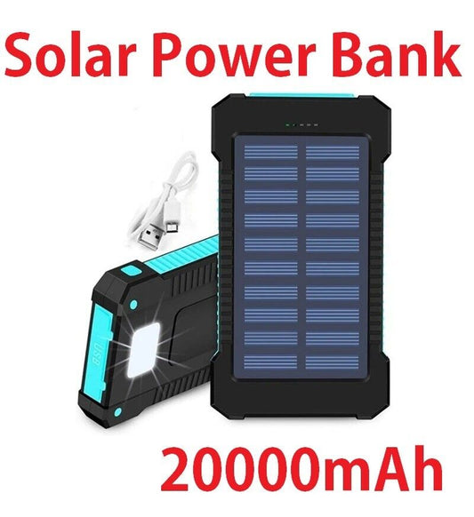 Solar Panel Power Bank 20000mAh Multifunctional Waterproof Power Bank