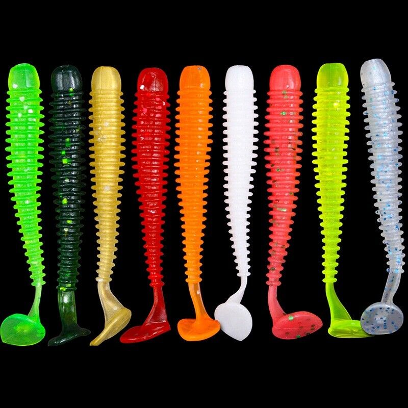 10x Soft Lures Silicone Worms 50mm Baits Jigging Wobblers Fishing Lures