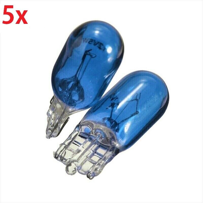 5x 501 BLUE COLOUR SIDE LIGHT PUSH IN CAR CAPLESS NUMBER PLATE BULBS W5W 12V 5W