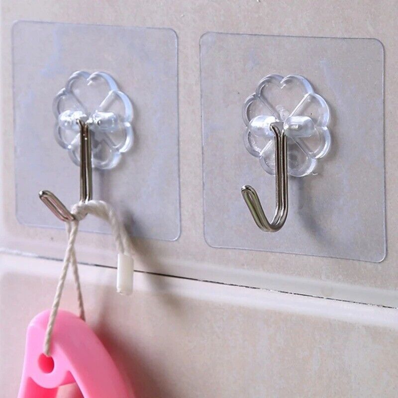 Transparent Stainless Steel Strong Self Adhesive Hooks Bathroom Towel Hangers