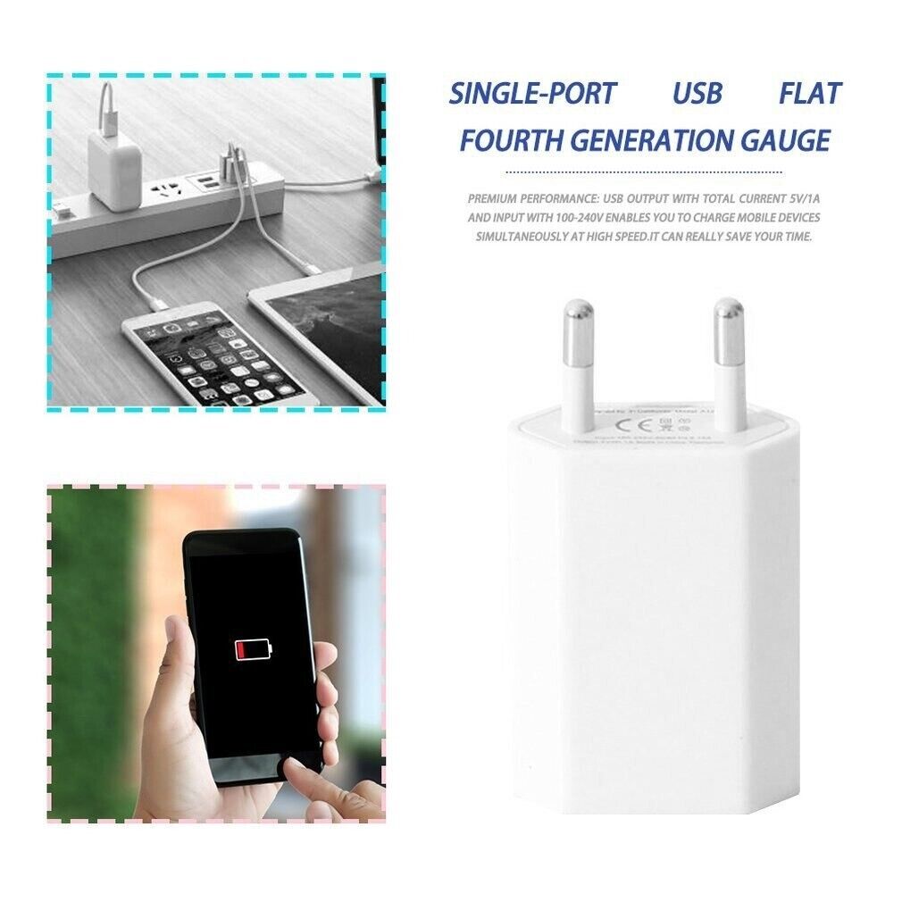 Portable Travel EU 5V Adaptor USB Phone Tablet Charger