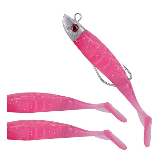 High Quality 2 Replacement Lure Jigging Soft Bait Fishing Lures 8cm 8.5g Pink