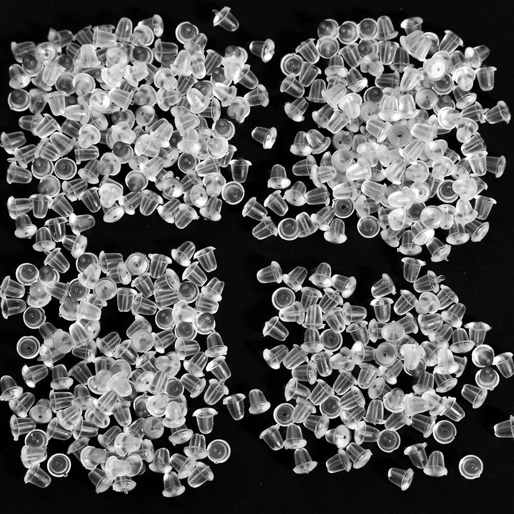 1000pcs Transparent Silicone Rubber Earring Clasp Ear Nut Plugging Earring Back