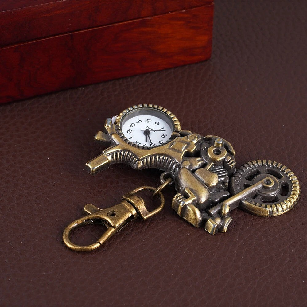 Quartz Watch Small Bronzed Motorcycle Shape Pocket Watch Gift Present