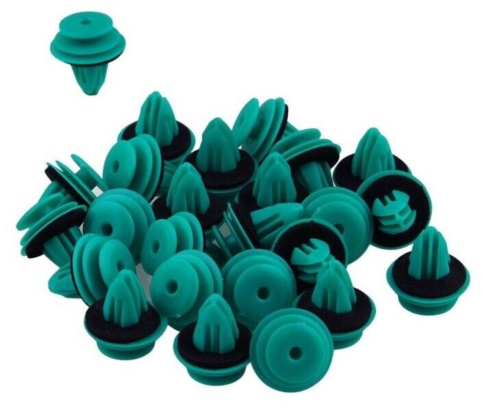 10x Car Plastic Clips for Interior Door Trim Panel Green Colour