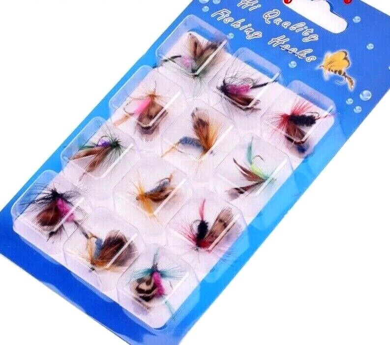 12pcs set Insects Flies Fly Fishing Lures Bait High Carbon Steel Hook