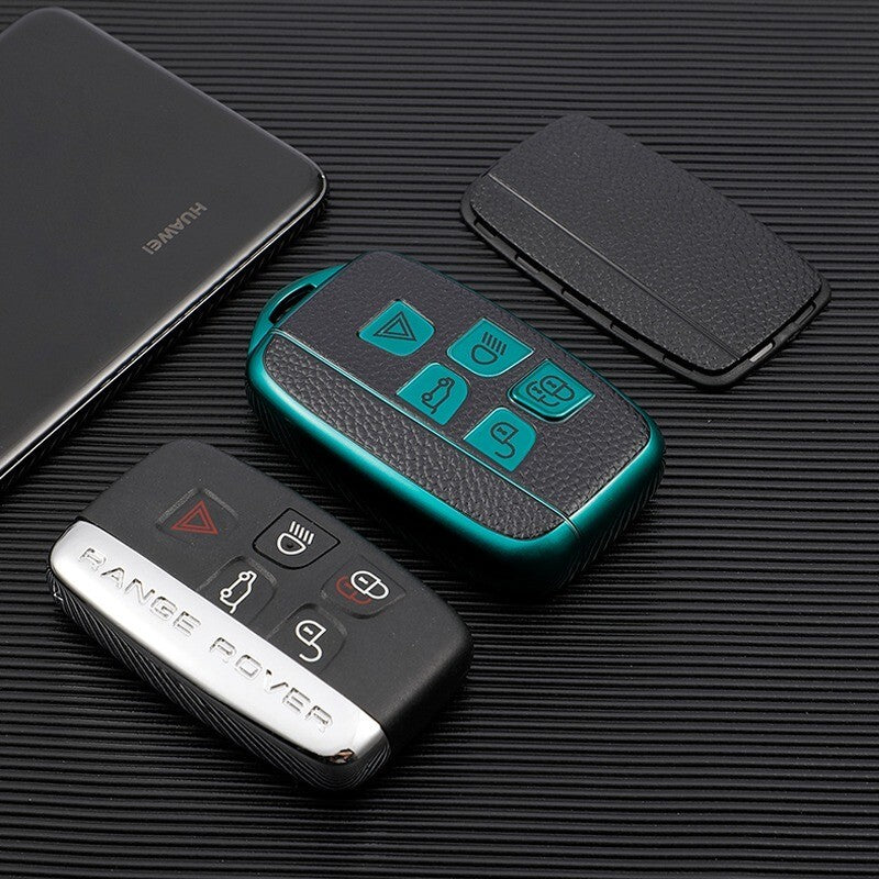 TPU Leather Remote Key Fob Case Cover for Land Rover Range Rover Jaguar