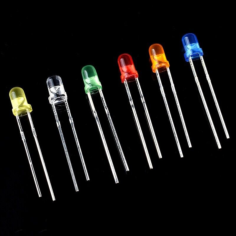 10x 3mm Led Diodes Indicator Lights 5 Colours 