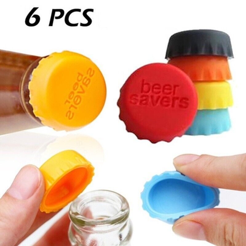 6x Reusable Silicone Bottle Caps for Beer Soy Vinegar Soda Cola Bottles 