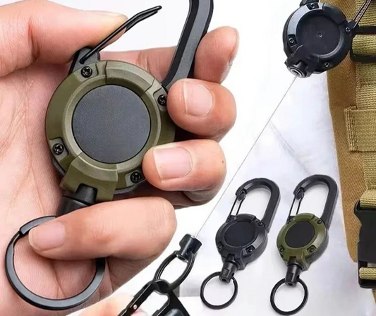Heavy Duty Pull Reel Carabiner Retractable Strong Steel Wire Rope Buckle Spring