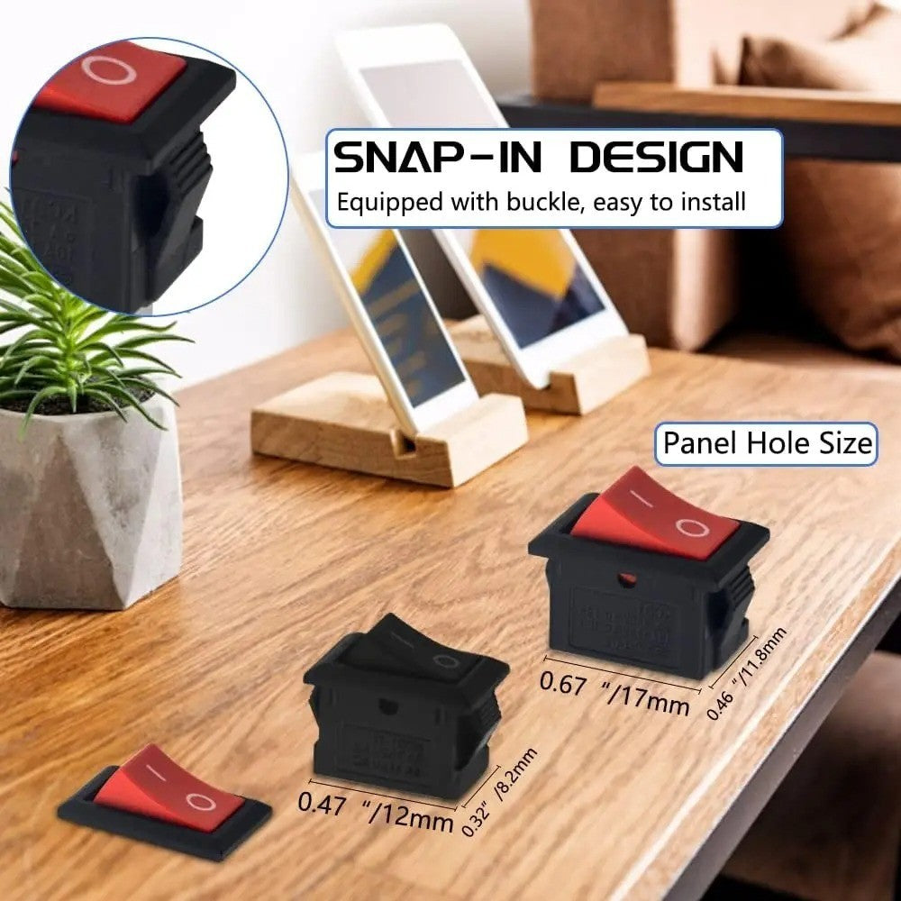 1x 2 pin Red Rocker Switch SPST 2 Position 250V 6A 125V 10A Boat Shaped Switch