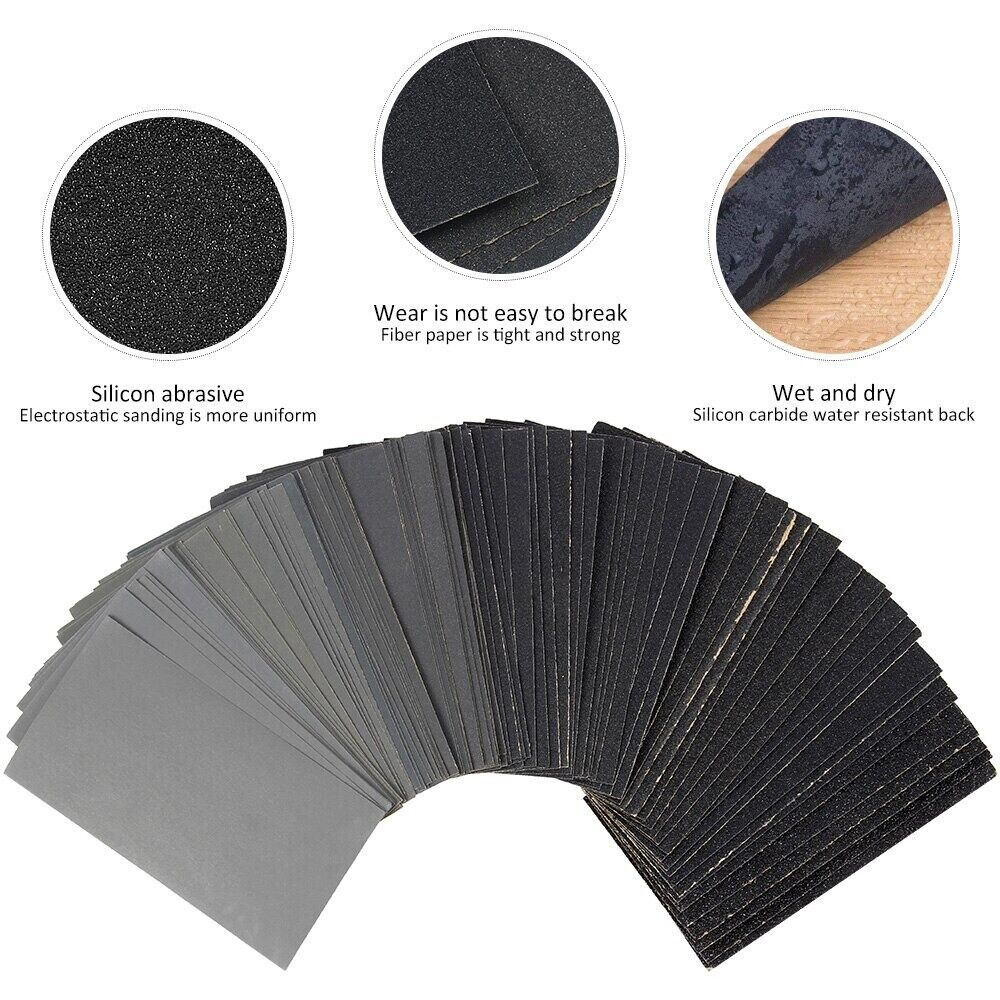 1x 60 To 3000 Grit Wet Dry Sandpaper Abrasive Paper Sheet for Cars Furniture