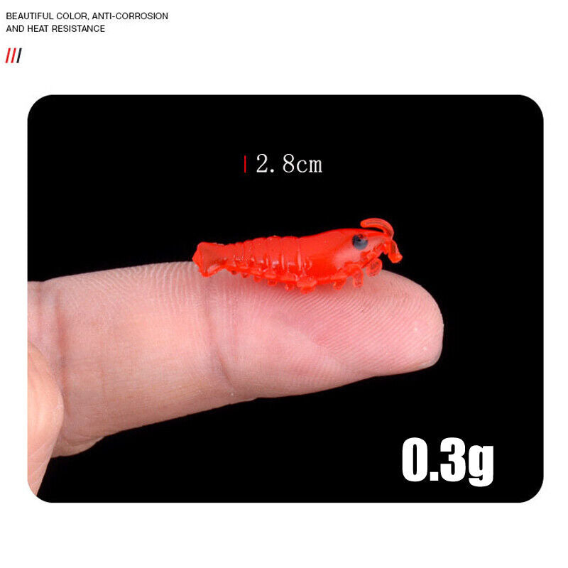 10x Soft Silicone Shrimp Fishing Lures 2.8cm 0.3g Small Light Freshwater Bait