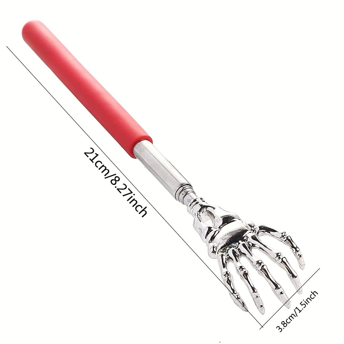 1x Extendable Back Scratcher Stainless Steel Portable Telescopic Rubber Handle