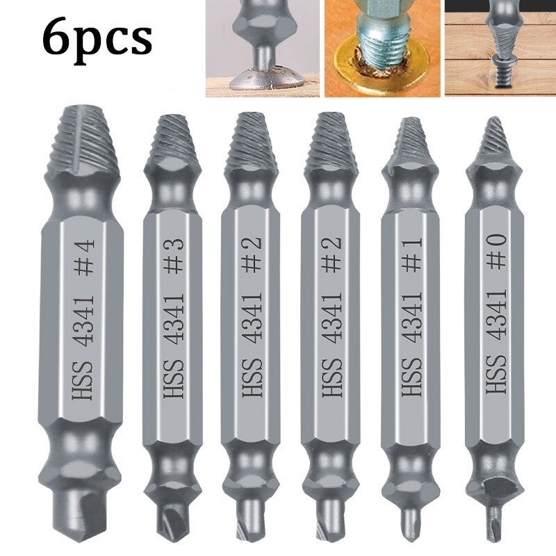 6pcs Damaged Screw Extractor Drill Bit Set Easily Take Out Broken Screw