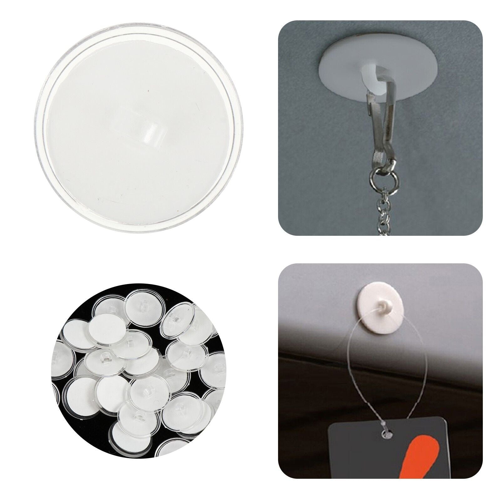 5x Small Ceiling Suction Hooks 2cmm Transparent Round Suction Cup Hooks Ceiling