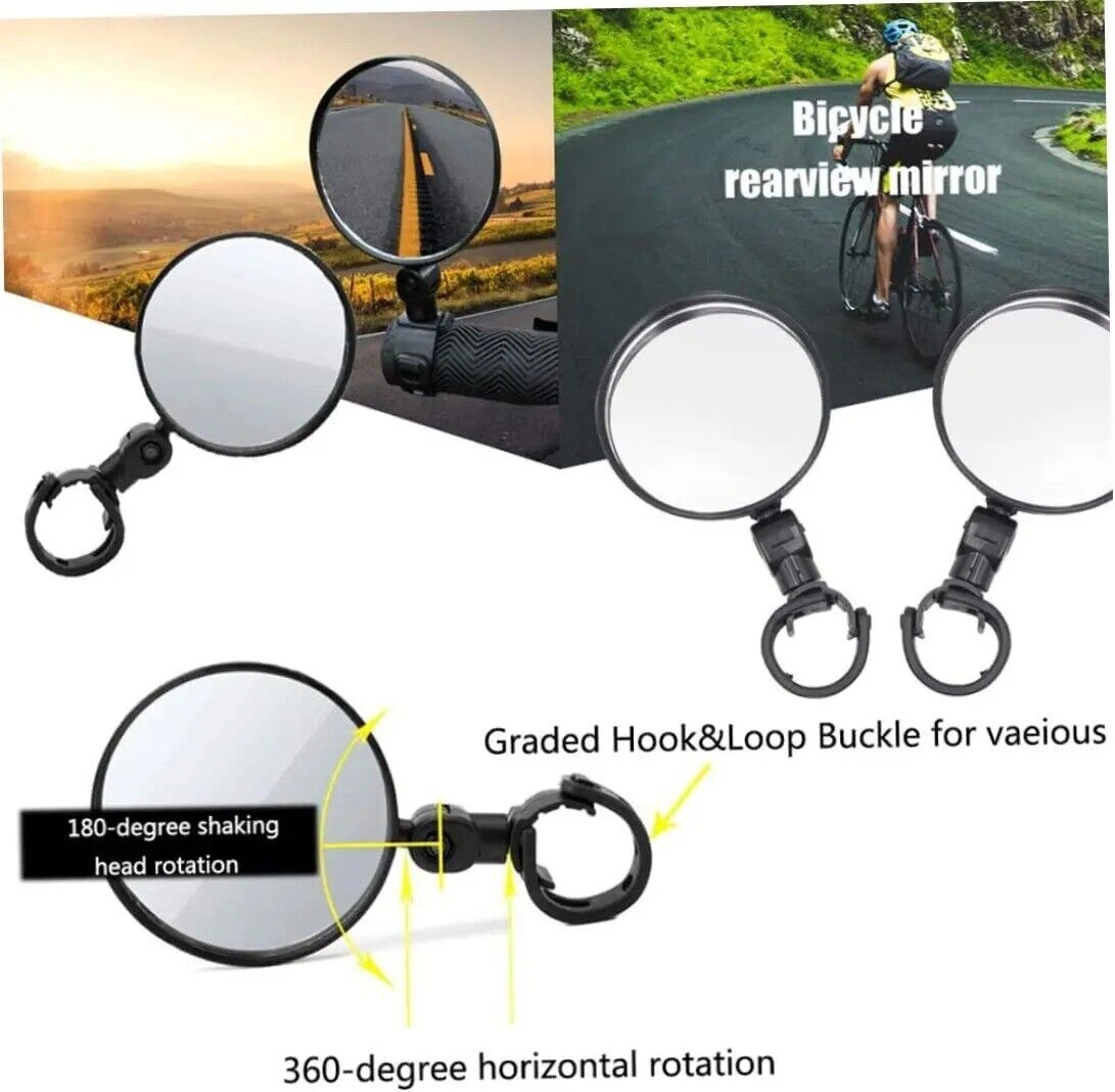 2x Universal Bicycle Rear View Mirrors Adjustable Rotate Angle Cycling Handlebar