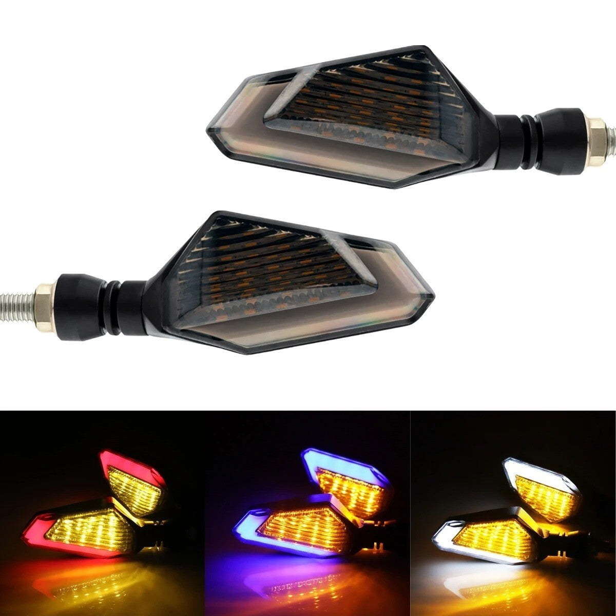 2x Universal Motorcycle Turn Signals Amber Blinkers Indicators Super Bright