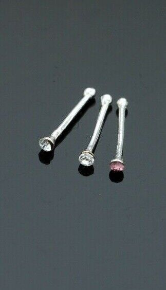 Brand New High Quality 2 x Silver Nose Studs 1mm (925 Sterling) 