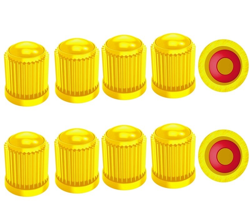 4x Car Universal Stem Covers Plastic Valve Caps with O Rubber Ring Inside