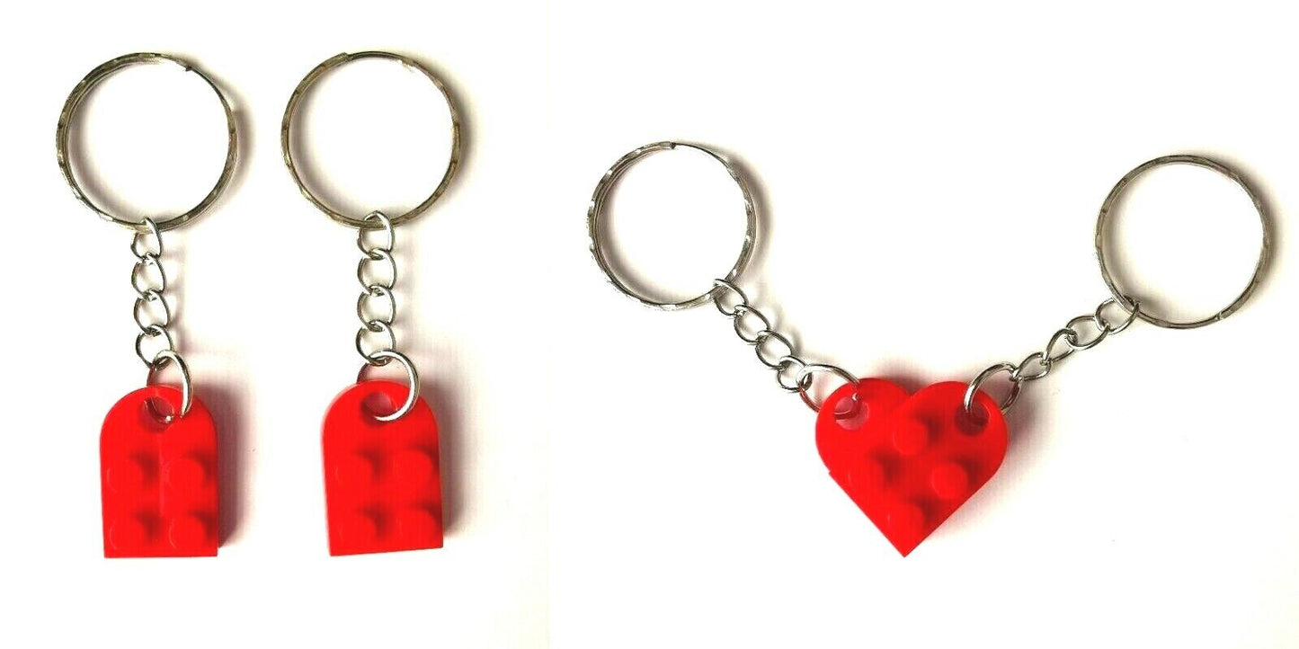 Bricks Keychain for Couples Valentine's Day Gift Present Love Heart Keyring 