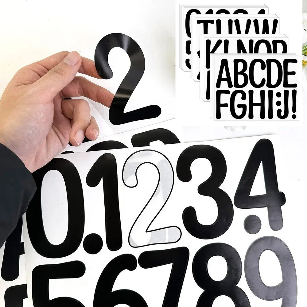 4-inch White Numbers Vinyl Art Poster Mailbox Classroom Decor Stickers 1x Sheet
