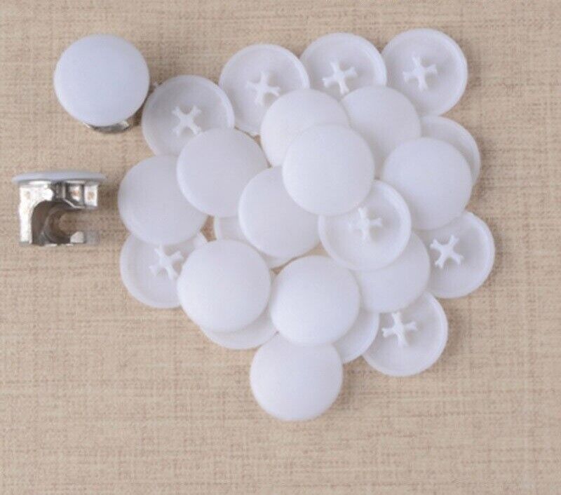 10x White Furniture Hinged Plastic Nuts Bolts Caps Covers