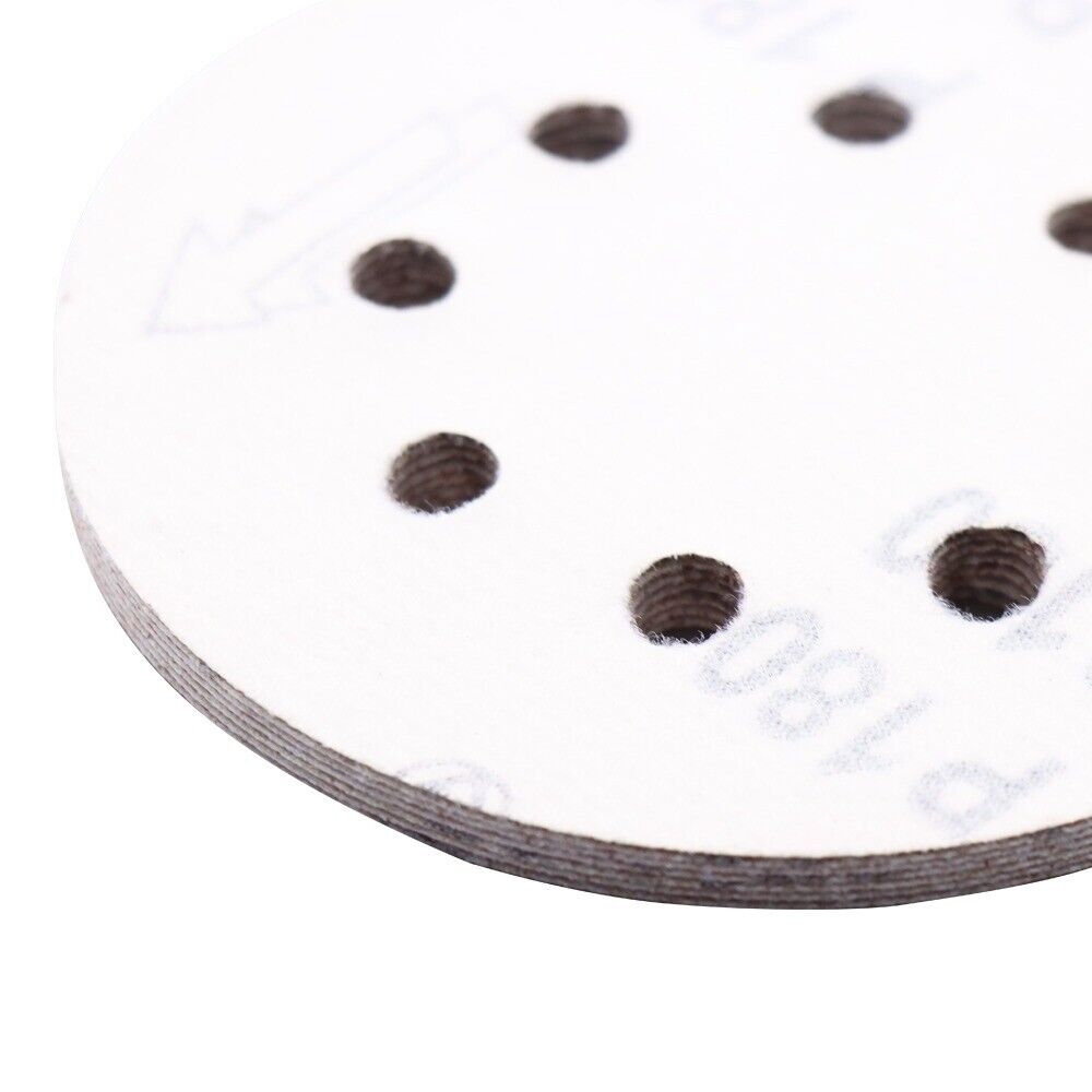 5Inch 125mm Round Sandpaper 8 Holes Disk Sand Sheets Grit 80-3000 Hook