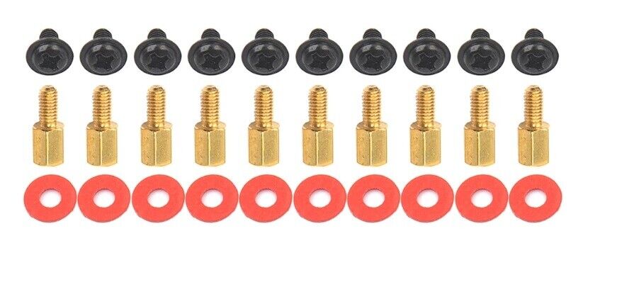 10x 6.5mm Brass Standoff 6-32 M3 PC Motherboard Riser + Screws + Washers