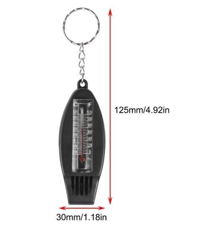 4in1 Mini Survival Tool Thermometer Whistle Compass Ourdoor Camping Hiking Tools